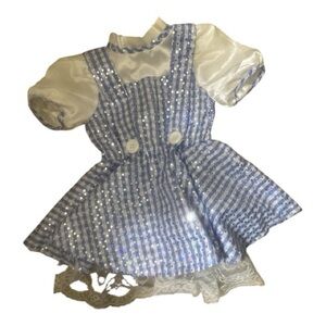 Blue and White Checkered Dress with Sequins